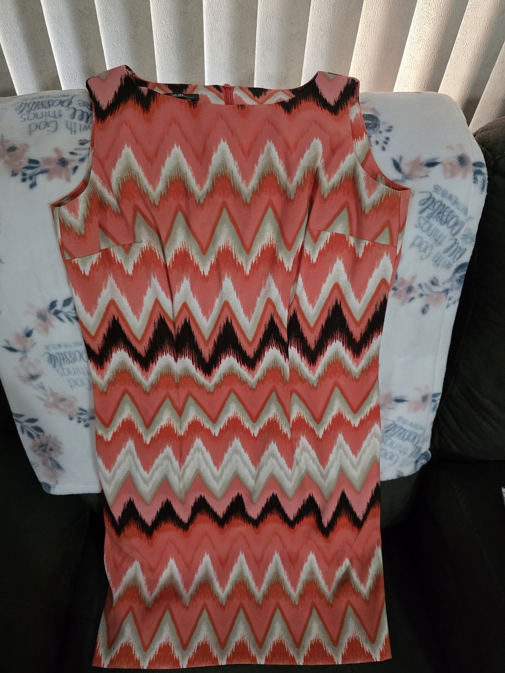 AGB Coral Pink Chevron Sleeveless Shift Dress